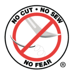 No cut no sew in a circle with red circle and slash